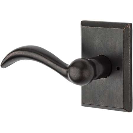Baldwin Arch Passage Leverset with Rustic Square Rose - Left Handed Dark Bronze