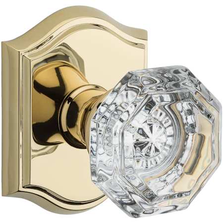 Baldwin Crystal Passage Door Knob with Arch Rose Lifetime Polished Brass