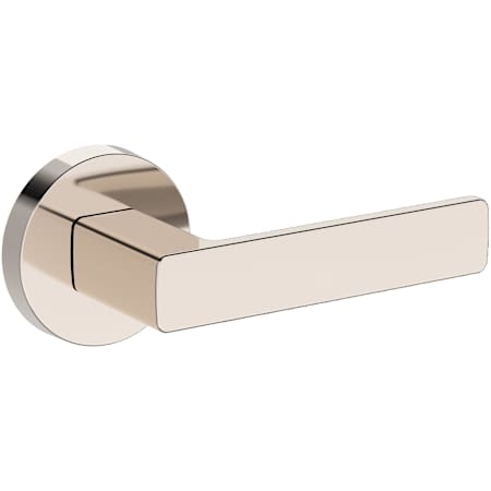 Baldwin Sharpewood Passage Door Lever Set with Contemporary Round Rose from the Reserve Collection Lifetime Polished Nickel