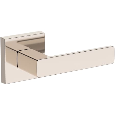 Baldwin Sharpewood Passage Door Lever Set with Contemporary Square Rose from the Reserve Collection Lifetime Polished Nickel