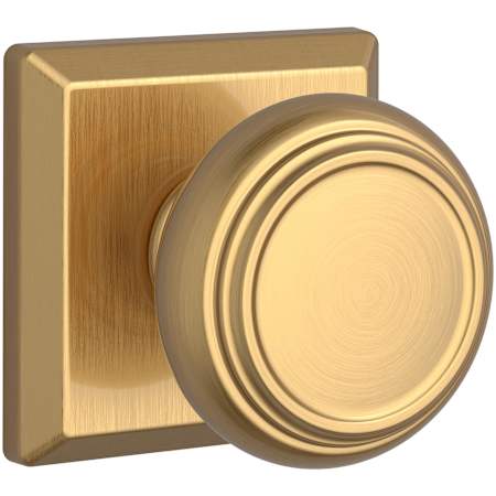 Baldwin Traditional Passage Door Knob with Square Rose Lifetime Satin Brass