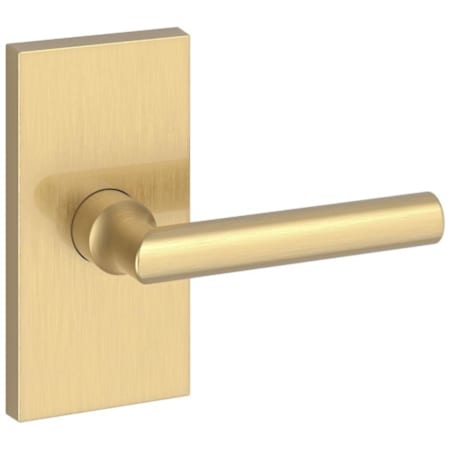 Baldwin Tube Passage Door Lever Set with 5 Inch Rectangle Rose from the Reserve Collection Lifetime Satin Brass