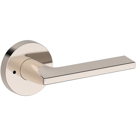 Baldwin Anaheim Hills Privacy Door Lever Set with Contemporary Round Rose from the Reserve Collection Lifetime Polished Nickel