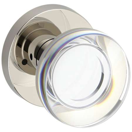 Baldwin Contemporary Crystal Privacy Door Knob Set with Contemporary Round Rose from the Reserve Collection Lifetime Polished Nickel