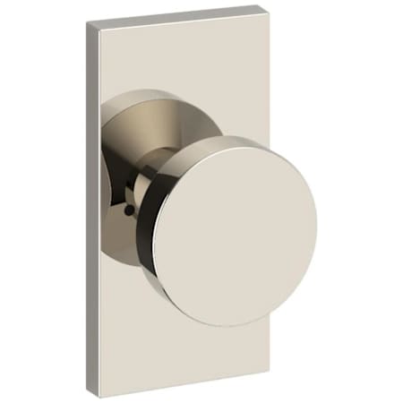 Baldwin Contemporary Privacy Door Knob Set with 5 Inch Rectangle Rose from the Reserve Collection Lifetime Polished Nickel