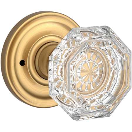 Baldwin Crystal Privacy Door Knob with Round Rose Lifetime Satin Brass
