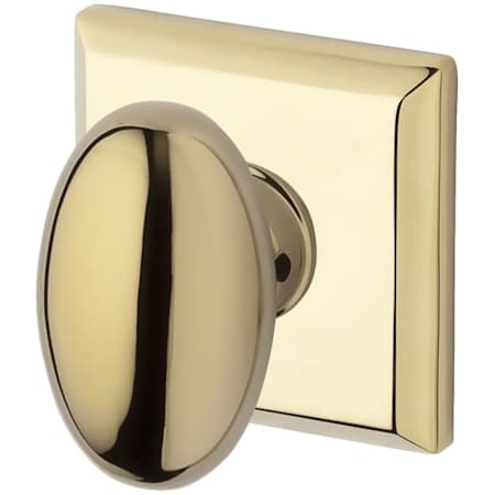 Baldwin Ellipse Privacy Door Knob with Square Rose Lifetime Polished Brass