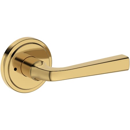 Baldwin Kingvale Privacy Door Lever Set with Stepped Round Rose from the Reserve Collection Lifetime Polished Brass