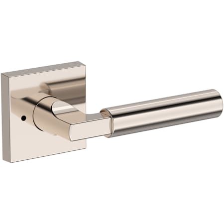 Baldwin Lake Forest Privacy Door Lever Set with Contemporary Square Rose from the Reserve Collection Lifetime Polished Nickel