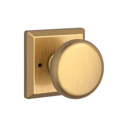 Baldwin Round Privacy Door Knob with Square Rose Lifetime Satin Brass