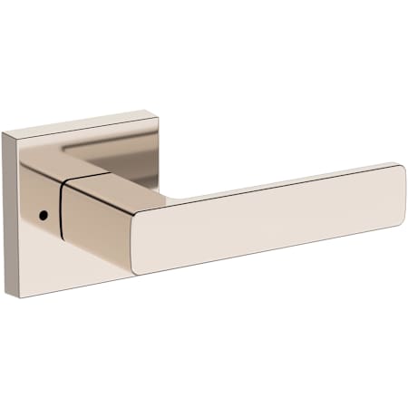 Baldwin Sharpewood Privacy Door Lever Set with Contemporary Square Rose from the Reserve Collection Lifetime Polished Nickel