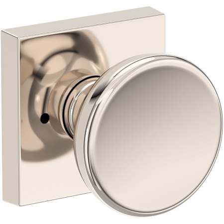 Baldwin Solvang Privacy Door Knob Set with Contemporary Square Rose from the Reserve Collection Lifetime Polished Nickel