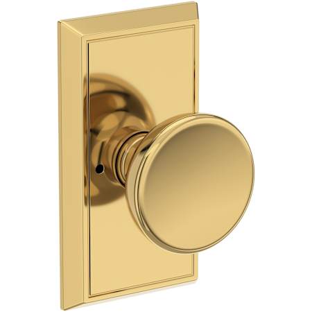Baldwin Solvang Privacy Door Knob Set with Chamfered 5" Rose from the Reserve Collection Lifetime Polished Brass