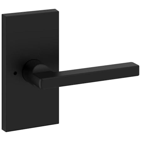 Baldwin Square Privacy Door Lever Set with 5 Inch Rectangle Rose from the Reserve Collection Satin Black