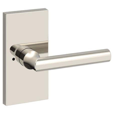 Baldwin Tube Privacy Door Lever Set with 5 Inch Rectangle Rose from the Reserve Collection Lifetime Polished Nickel