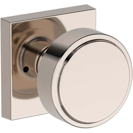 Baldwin Vashon Privacy Door Knob Set with Contemporary Square Rose from the Reserve Collection Lifetime Polished Nickel