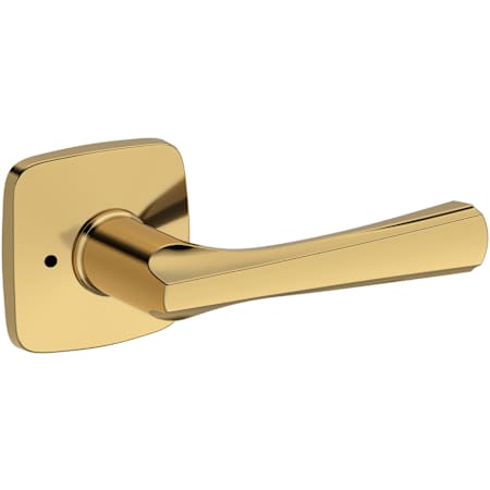 Baldwin Wyndcliff Privacy Door Lever Set with Soft Square Rose from the Reserve Collection Lifetime Polished Brass