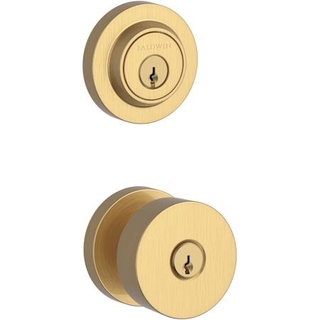 Baldwin Contemporary Single Cylinder Keyed Entry Door Knob Set and Deadbolt Combo from the Reserve Collection Lifetime Satin Brass