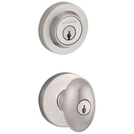 Baldwin Ellipse Single Cylinder Keyed Entry Door Knob Set and Deadbolt Combo from the Reserve Collection Satin Nickel