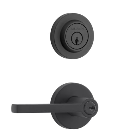 Baldwin Square Single Cylinder Keyed Entry Door Lever Set and Deadbolt Combo from the Reserve Collection Satin Black