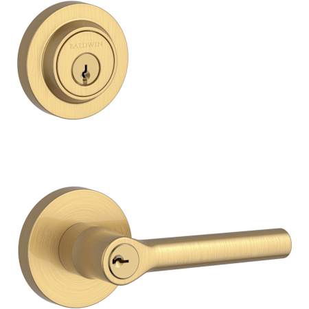 Baldwin Tube Single Cylinder Keyed Entry Door Lever Set and Deadbolt Combo from the Reserve Collection Lifetime Satin Brass
