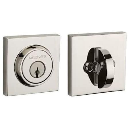 Baldwin Contemporary Square SmartKey Single Cylinder Keyed Entry Deadbolt Lifetime Polished Nickel