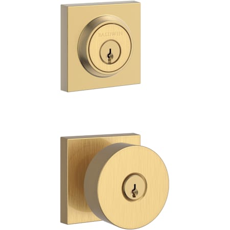 Baldwin Contemporary Single Cylinder Keyed Entry Door Knob Set and Deadbolt Combo from the Reserve Collection Lifetime Satin Brass