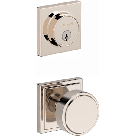 Baldwin Contemporary Square Keyed Entry Deadbolt and Vashon Lever Set Combo Pack Lifetime Polished Nickel
