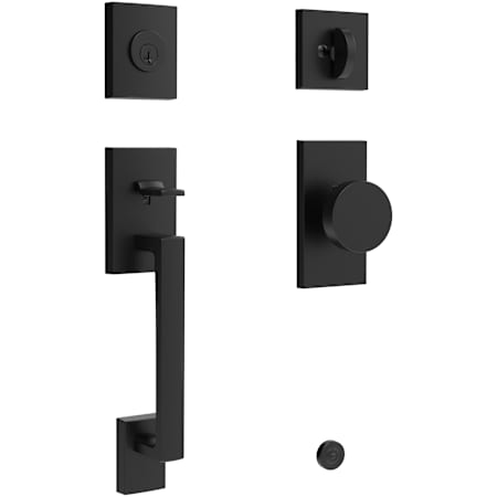 Baldwin La Jolla Sectional Single Cylinder Keyed Entry Handleset with Contemporary Interior Knob Satin Black