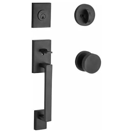 Baldwin La Jolla Standard C Keyway Single Cylinder Keyed Entry Handleset with Modern Knob and Modern Round Interior Trim from the Reserve Collection Satin Black