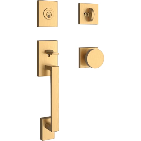 Baldwin La Jolla Sectional Single Cylinder Keyed Entry Handleset with Interior Contemporary Knob Lifetime Satin Brass