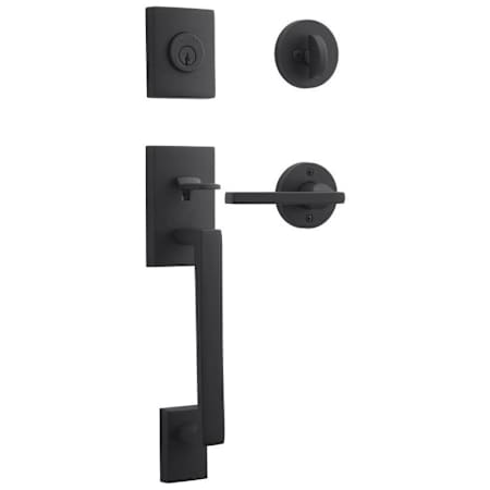 Baldwin La Jolla Standard C Keyway Single Cylinder Keyed Entry Handleset with Square Lever and Contemporary Round Interior Trim from the Reserve Collection Satin Black