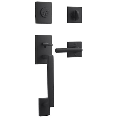 Baldwin La Jolla Standard C Keyway Single Cylinder Keyed Entry Handleset with Tube Lever and Contemporary Square Interior Trim from the Reserve Collection Satin Black