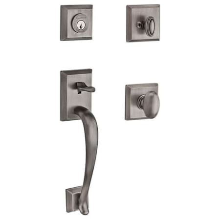 Baldwin Napa Standard C Keyway Single Cylinder Keyed Entry Handleset with Traditional Square Rose and Ellipse Knob on Interior Matte Antique Nickel