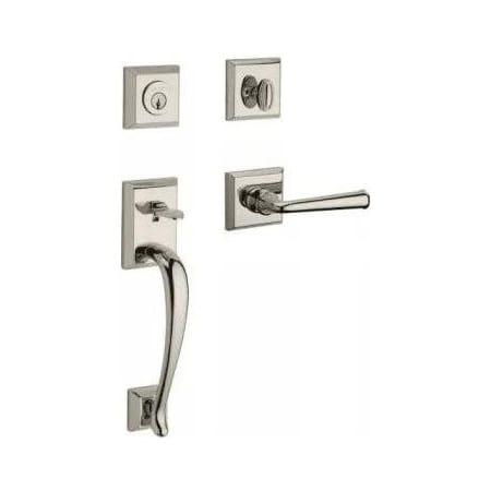 Baldwin Napa Sectional Single Cylinder Keyed Entry Handleset with Interior Federal Lever Lifetime Polished Nickel