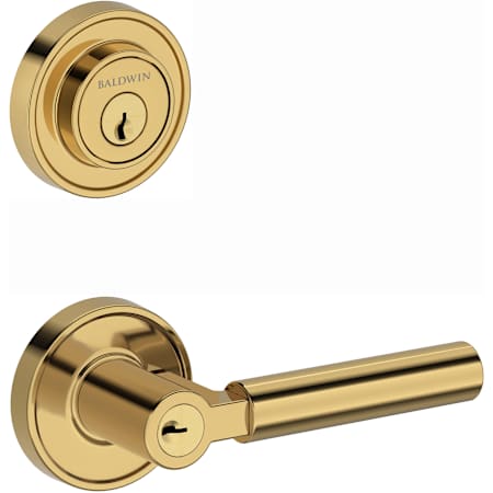 Baldwin Recessed Round Keyed Entry Deadbolt and Lake Forest Lever Set Combo Pack Lifetime Polished Brass