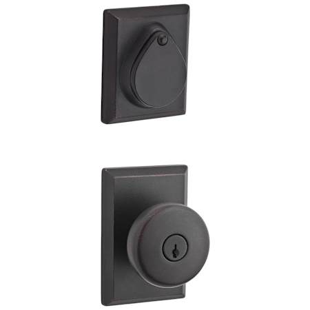 Baldwin Rustic Single Cylinder Keyed Entry Door Knob Set and Deadbolt Combo from the Reserve Collection Dark Bronze