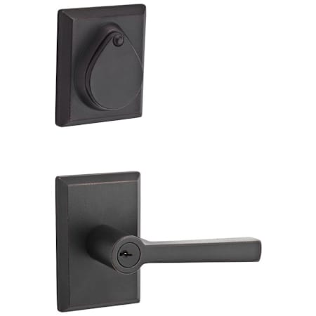 Baldwin Taper Single Cylinder Keyed Entry Door Lever Set and Deadbolt Combo from the Reserve Collection Dark Bronze