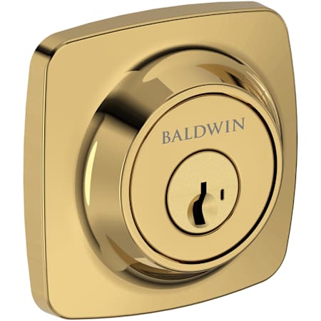 Baldwin Soft Square Solid Brass Single Cylinder Keyed Entry Deadbolt with SmartKey SC1 Keyway from the Reserve Collection Lifetime Polished Brass