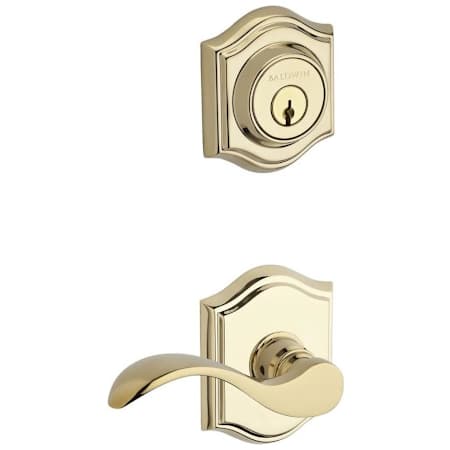 Baldwin Curve Left Handed Single Cylinder Keyed Entry Door Lever Set and Deadbolt Combo from the Reserve Collection Lifetime Polished Brass