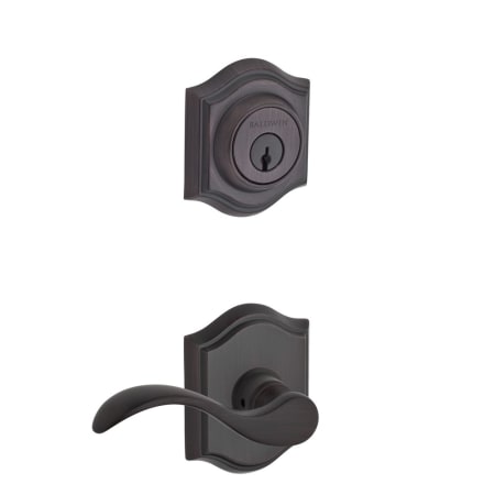 Baldwin Curve Left Handed Single Cylinder Keyed Entry Door Lever Set and Deadbolt Combo from the Reserve Collection Venetian Bronze