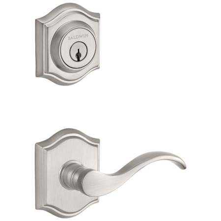 Baldwin Curve Right Handed Single Cylinder Keyed Entry Door Lever Set and Deadbolt Combo from the Reserve Collection Satin Nickel