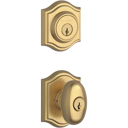 Baldwin Ellipse Single Cylinder Keyed Entry Door Knob Set and Deadbolt Combo from the Reserve Collection Lifetime Satin Brass