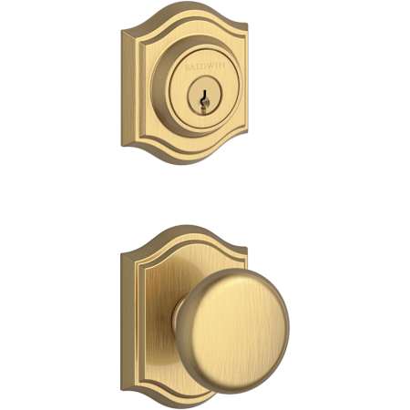 Baldwin Round Single Cylinder Keyed Entry Door Knob Set and Deadbolt Combo from the Reserve Collection Lifetime Satin Brass