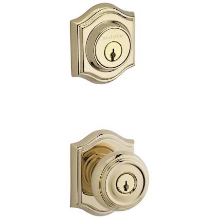 Baldwin Traditional Single Cylinder Keyed Entry Door Knob Set and Deadbolt Combo from the Reserve Collection Lifetime Polished Brass