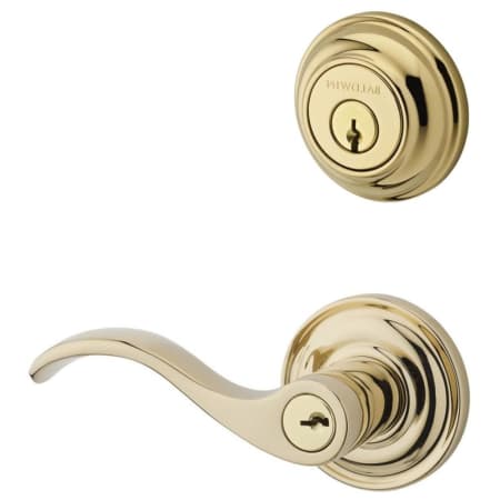 Baldwin Curve Left Handed Single Cylinder Keyed Entry Door Lever Set and Deadbolt Combo from the Reserve Collection Lifetime Polished Brass