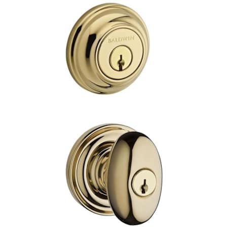 Baldwin Ellipse Single Cylinder Keyed Entry Door Knob Set and Deadbolt Combo from the Reserve Collection Lifetime Polished Brass