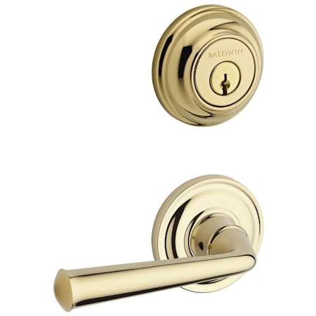 Baldwin Federal Single Cylinder Keyed Entry Door Lever Set and Deadbolt Combo from the Reserve Collection Lifetime Polished Brass