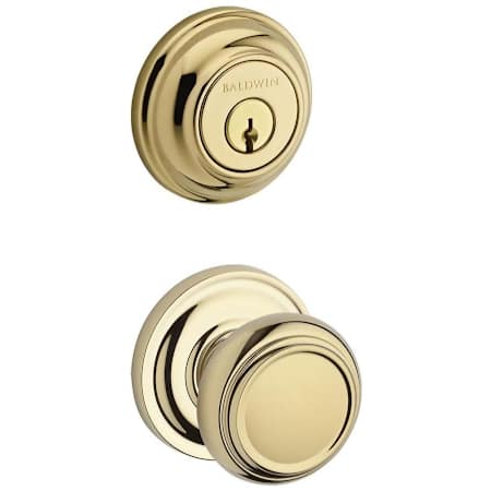 Baldwin Traditional Single Cylinder Keyed Entry Door Knob Set and Deadbolt Combo from the Reserve Collection Lifetime Polished Brass