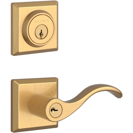 Baldwin Curve Right Handed Single Cylinder Keyed Entry Door Lever Set and Deadbolt Combo from the Reserve Collection Lifetime Satin Brass